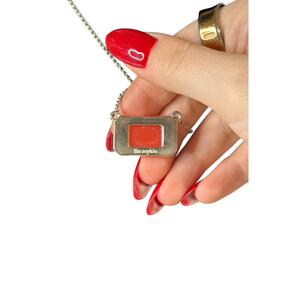 Women's Lia Sophia Orange Gemstone Silver Tone Necklace One Size - Picture 4 of 5